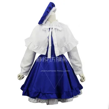 

Japanese Anime Card Captor Sakura Tomoyo Daidouji costume blue dress Comic-con Lolita Tomoyo cosplay dress with cape