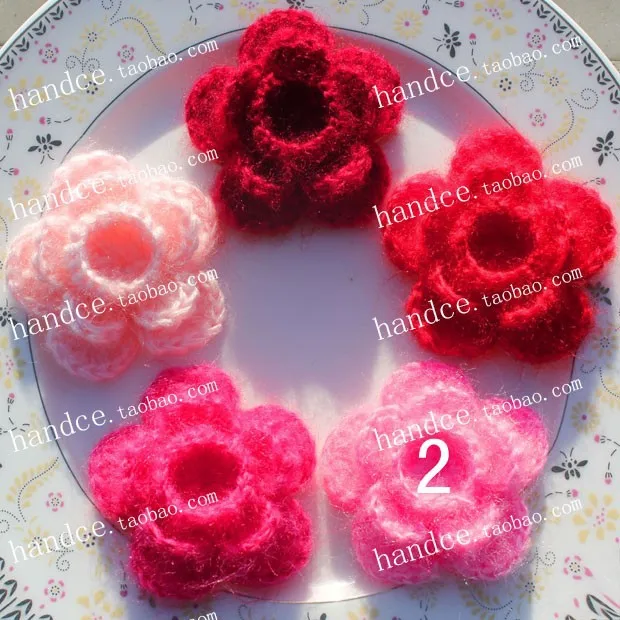 Новая мода 30pic/lot хлопок вязаный 3D Цветы нашивки для одежды Декор ткань аппликация роза с красочными украшения pad