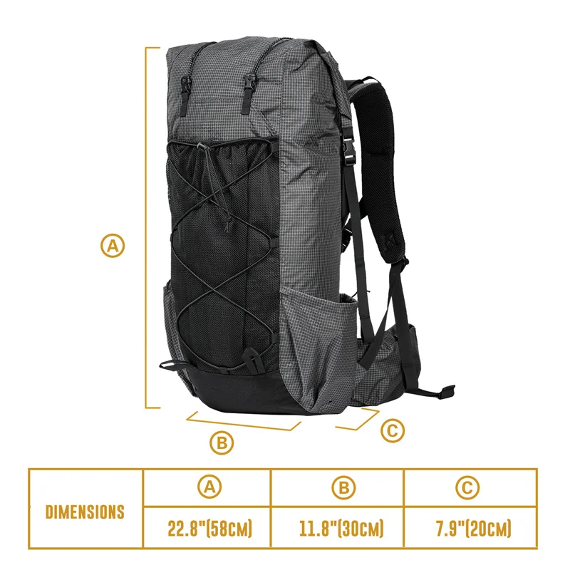 Черная Сумка для кемпинга ORCA Tubular 55L+ ультралегкий Нейлоновый Рюкзак Ripstop LITE ROAMER свернутый рюкзак UL