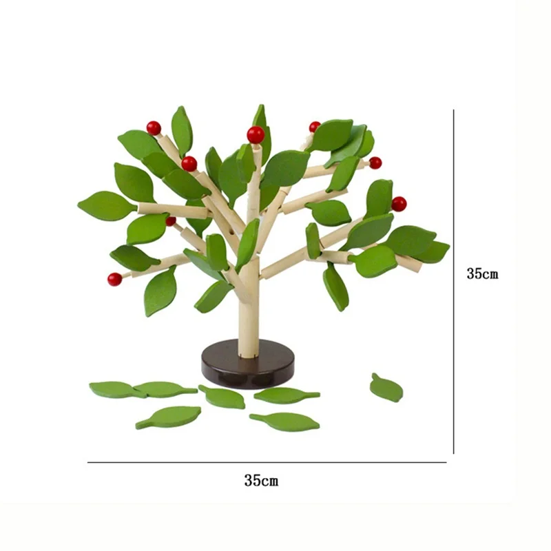 2 цвета DIY Монтессори деревянная сборная игрушка-головоломка зеленые листья строительные рубки собранное дерево детские развивающие день рождения