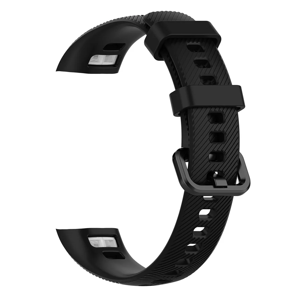 New Soft Sport Rubber Replacement Wristbands High Quality Quick Release Silicone Bracelet Strap For Huawei Honor Band 4 - Цвет: black