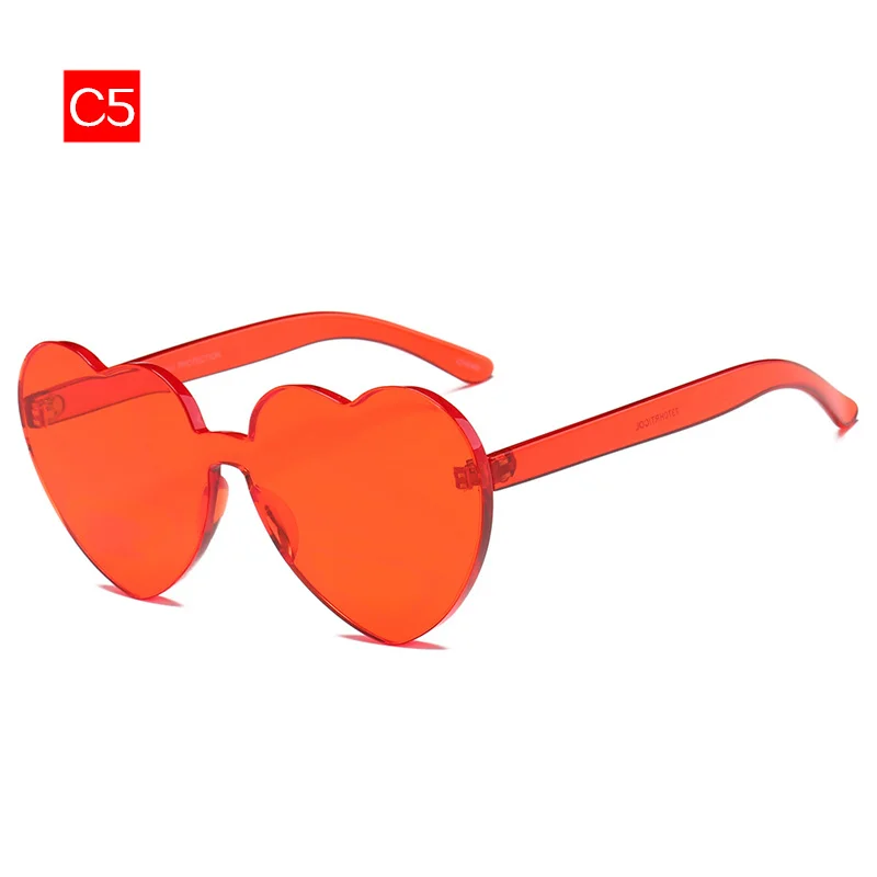 UVLAIK солнцезащитные очки без оправы в форме сердца для женщин, брендовые дизайнерские солнцезащитные очки, негабаритные женские очки ярких цветов - Цвет линз: C5 Big Red