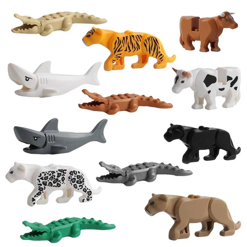 

1PCS City Animals Building Blocks Zoom Figures Model Crocodile Shark Cow Educational Toys LegoINGlys Children Christmas Gift