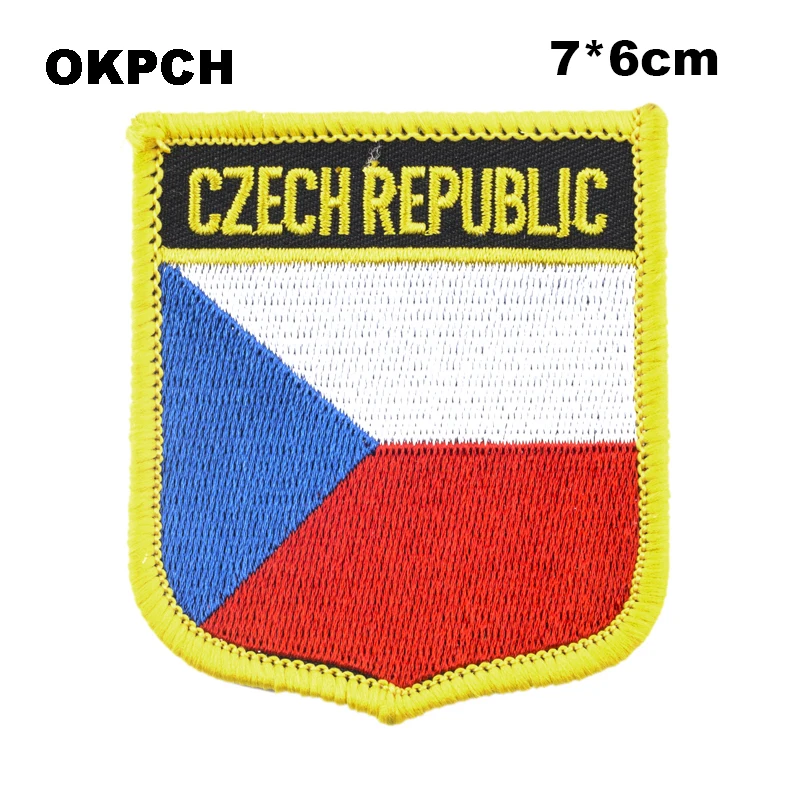 

Czech Rep Shield Shape Iron-on Flag Patch Embroidered Saw on Badges Patches for Clothing PT0087-S