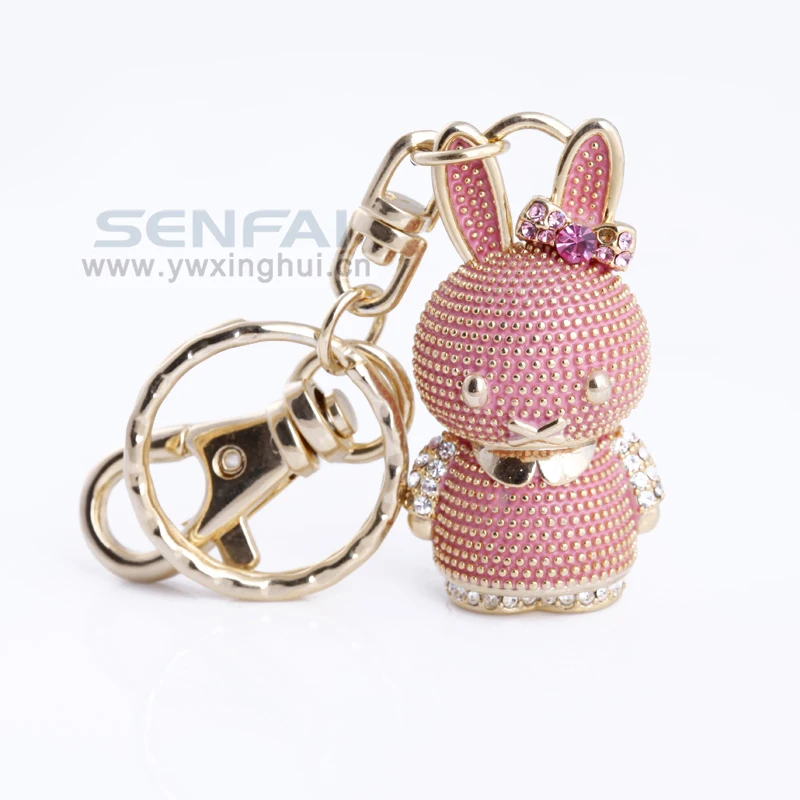 New Novelty Cute Little PInk Rabbit Keychains Casual 3D Key Finder