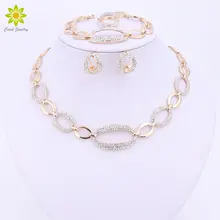 Женские свадебные аксессуары, африканские бусы, ювелирные наборы, кристалл, золотой цвет, свадебное ожерелье, браслет, серьги, кольцо, наборы