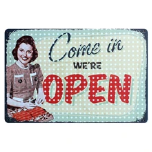 [Mike86] Давай мы открыты Олово Войти Настенный декор бар дом Металл B-204 заказ смешивания 20*30 см