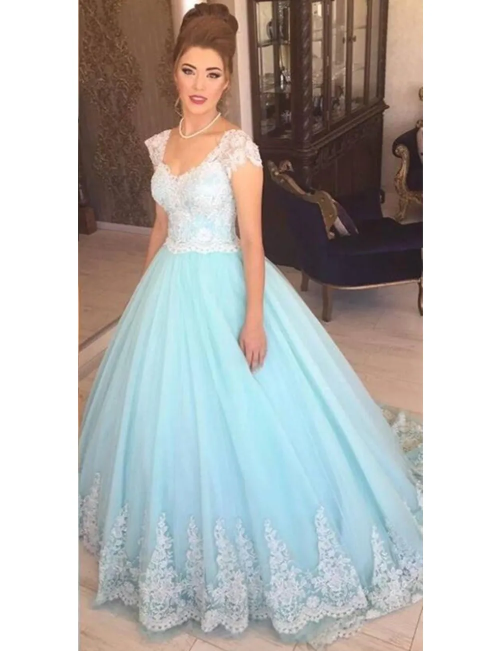 vestido de noiva azul claro