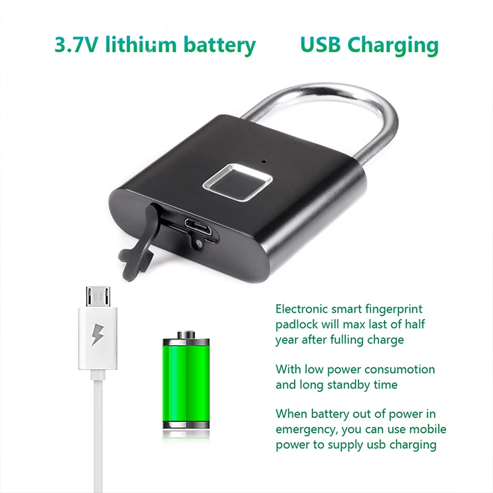 Najtaniej Blokada z użyciem linii papilarnych USB akumulator inteligentna kłódka na odcisk palca szybkie odblokowanie zabezpieczenie przed kradzieżą kłódka zabezpieczająca szuflada
