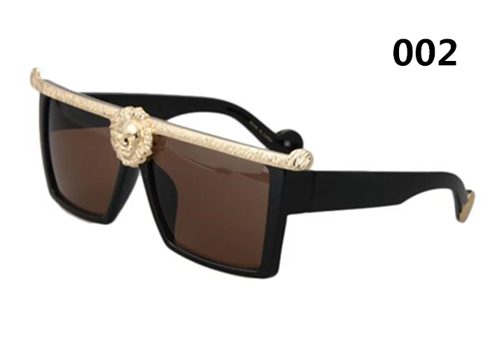 Новые модные солнцезащитные очки для мужчин и женщин брендовые Золотые 3D Лев дизайнерские солнцезащитные очки Oculos для женщин винтажные Oculos женские мужские очки - Цвет линз: 002