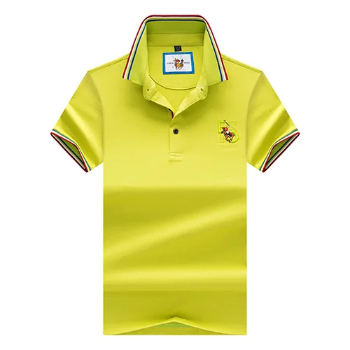 Новое поступление 3D рубашка с вышивкой, модная мужская рубашка поло, брендовая рубашка поло, высокое качество, мужская хлопковая дышащая рубашка поло 9093 - Цвет: 9093 Lemon yellow
