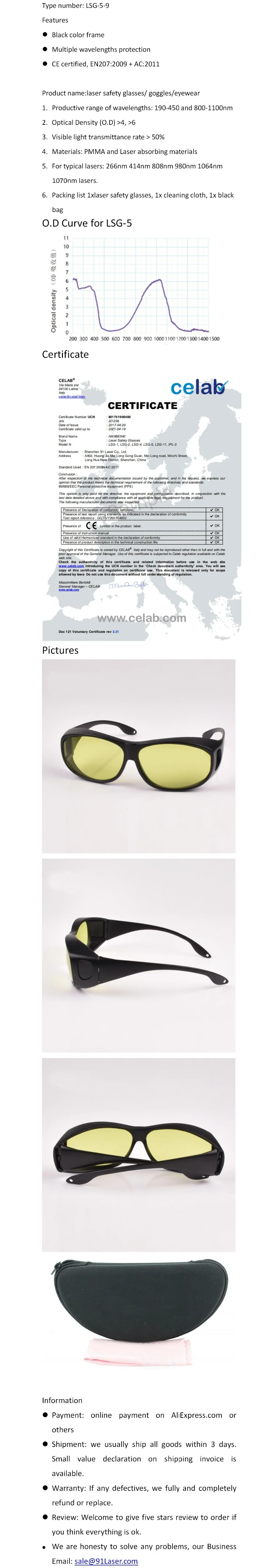 O.D 6+ Лазерные очки с Европейским сертификатом соответствия, Лидер продаж 405 445 808 810 980 1064nm лазеры