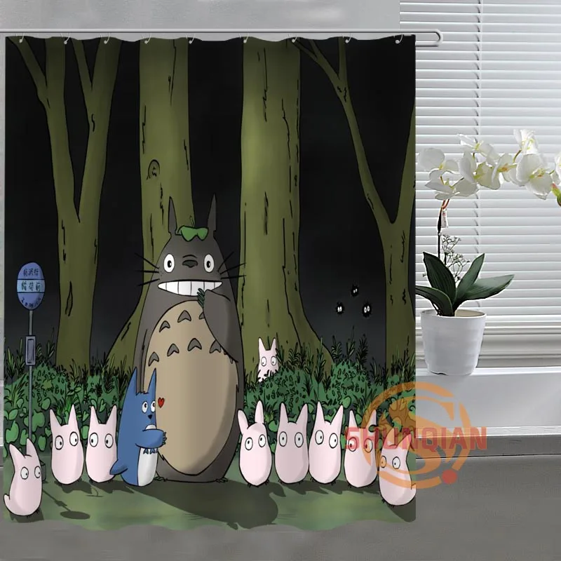 Studio Ghibli Totoro индивидуальная занавеска для ванной комнаты, ткань для декора ванной комнаты, занавеска для ванной комнаты, приемлемая на заказ H03M26D37 - Цвет: Сливовый