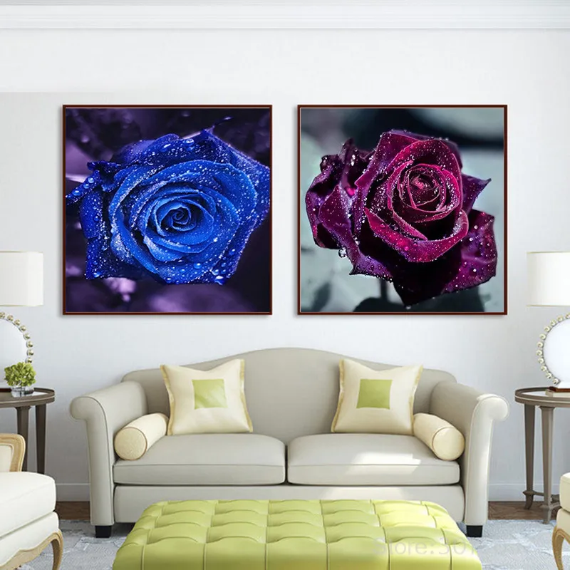 

Diy Diamond Painting Cross Stitch Roses In The Living Room Needlework Diamond Embroidery Full Round Mosaic Decoration Resin Kits