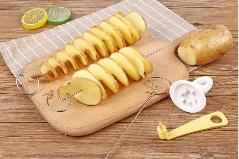 

2018 New Vegetable choppers Potato Twister Tornado Slicer Manual Cutter Spiral Chips Kitchen Cooking Maker
