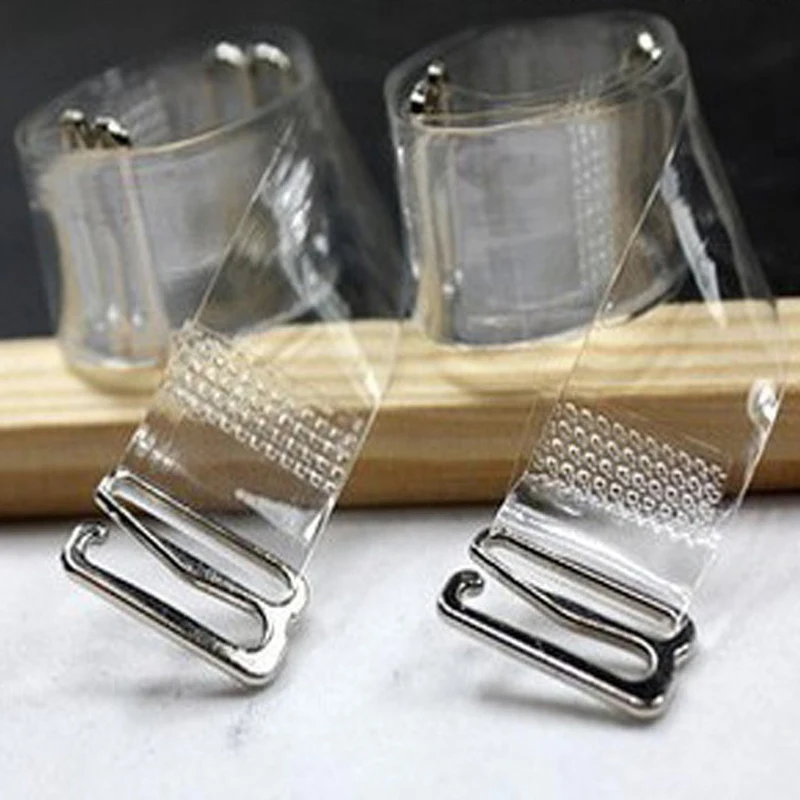 

MOONBIFFY 3Pairs=6Pc Metal Buckle Bra Straps Belt Women's Elastic Transparent Silicone Bra Straps Adjustable Baldric