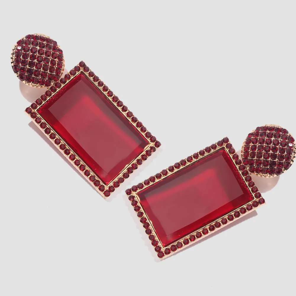 Flatfoosie новые резиновые акриловые Висячие серьги для женщин богемные геометрические красные модные серьги с подвеской Свадебные ювелирные изделия - Окраска металла: 336RD