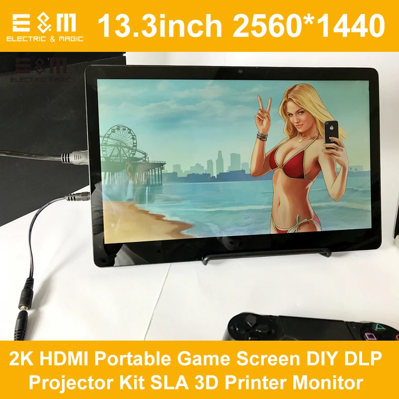 Best Price E&M 13.3 inch 2560*1440 2K HDMI Portable Game Screen DIY DLP Projector Kit SLA 3D Printer Monitor DIY Kit LCD LED Module