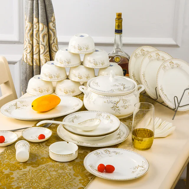 High Quality 56pcs/set China Porcelain Dinnerware Sets Europe Ceramic