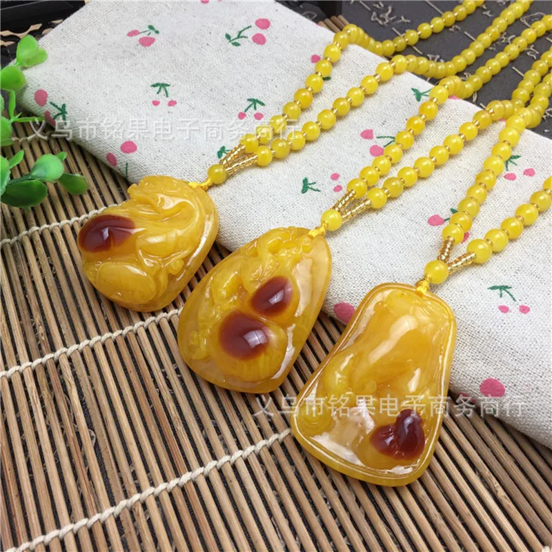 Best 2019 New Imitation Beeswax Flower Water Drop Pendant Necklace Ethnic Nepal Jewelry Handmade Sandalwood Vintage Wood Necklace