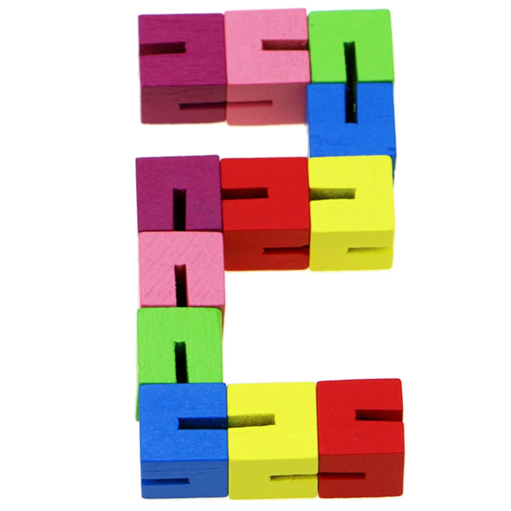 Wooden Block Cube Puzzles Transforming Stress Relief Toy Fine Motor Skill Sensory Developmental Xmas Gifts