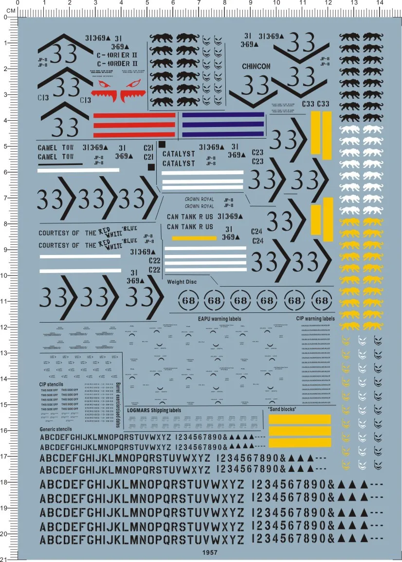 

1/35 Scale US Army M1A1 Abrams Tank Markings Model Kit Water Slide Decal 2#