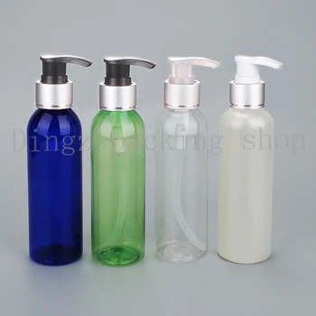 

200mlX30 empty round lotion cream silver collar pump plastic bottles,shampoo bottle container with dispenser cosmetic container