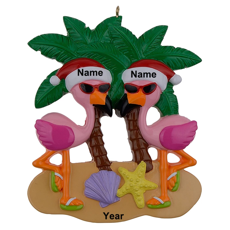 Flamingo Vacation Couple Personalized Ornament