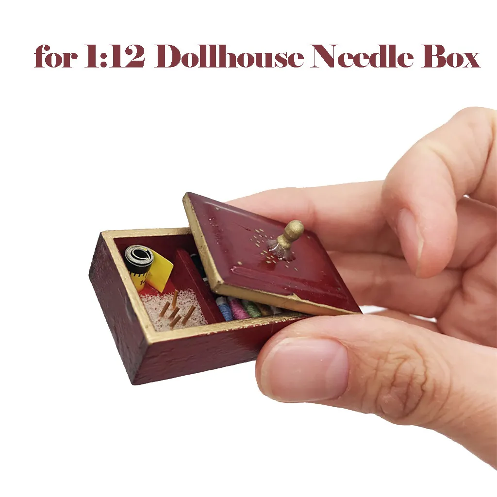 

1:12 Dollhouse Miniature Needlework Kit Sewing Supply Needle Box Tools Doll House Accessories Kids Play Toy Furniture For Dolls