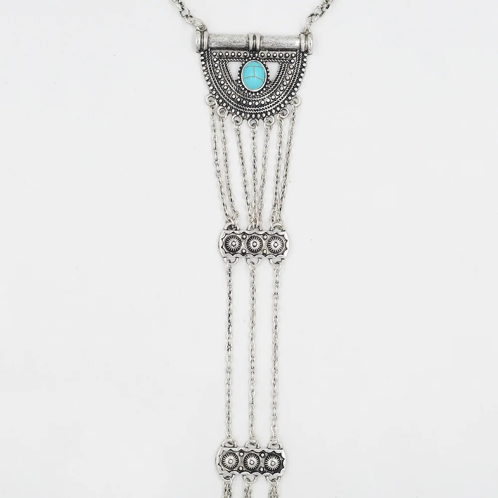 Длинное ожерелье в стиле бохо, колье в стиле хиппи, женское ожерелье с бахромой, богемное украшение, персидское ожерелье в стиле арт-деко