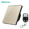 SESOO Y602 ue Standard 2 Gang 1 interrupteur avec télécommande, panneau en verre cristal, interrupteur tactile à distance applique murale + indicateur LED ► Photo 3/3