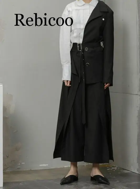 Women Blazer Special Blazer Jackets Half Sui Waist Belt Designer Fashion Blazer Women Coat Long Sleeve Personality New