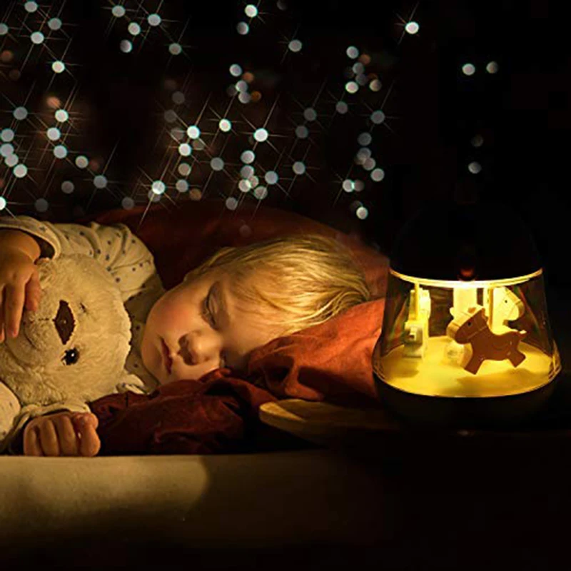 

Carousel Music Box, Press Sensor LED Night Lights with USB Charging, 7 Color Gradient Lamp, Musical Toys Gifts for Kids, Baby,