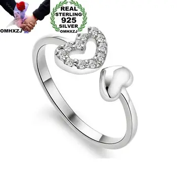 

OMHXZJ Wholesale European Fashion Woman Girl Party Wedding Gift Silver Heart AAA Zircon 925 Sterling Silver Ring RR274