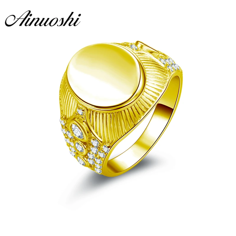 

AINUOSHI Generous Smooth Gold Ring 10K Solid Yellow Gold Men Ring Band Trendy Engagement Wedding Male Jewelry 7.2g Wedding Band