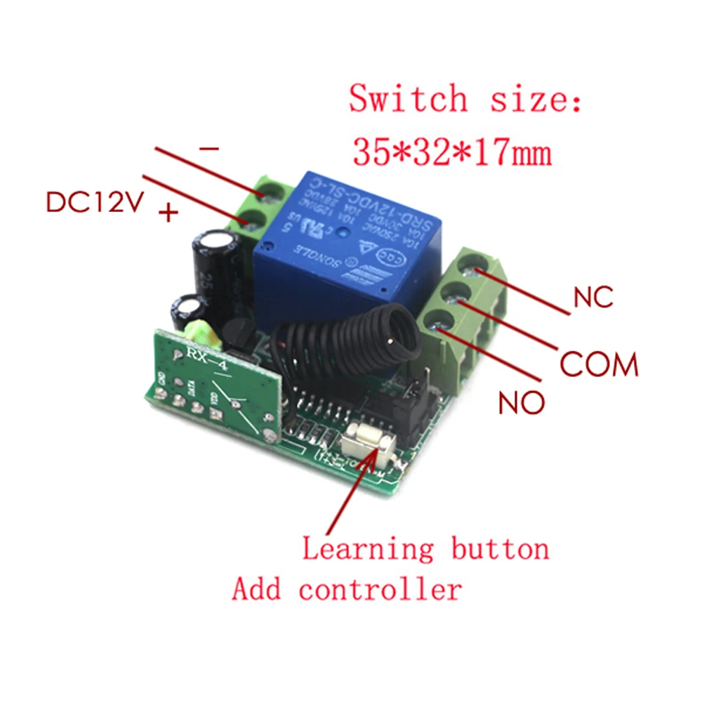 Мини Размер DC 12 В 1CH 1 CH 10A беспроводной пульт дистанционного управления светильник приемник Пульт дистанционного управления мотор насос релейная система 315/433 МГц
