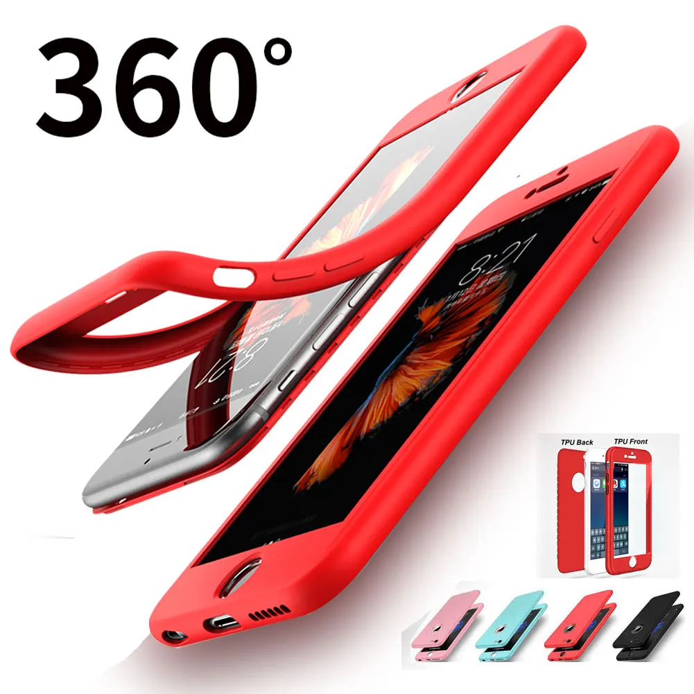 Jetjoy For Apple iPhone SE Silicone Case 360 Degree Full Body Rubber 3D