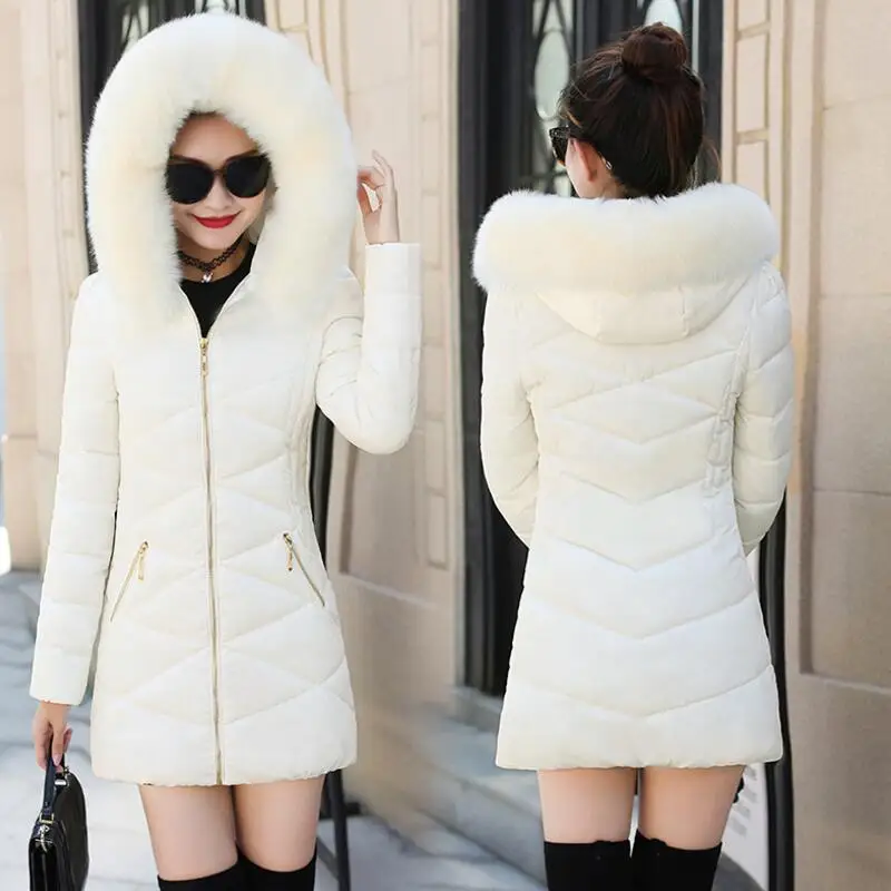 

2019 Winter jacket Women Parka Outerwear Female Down Jacket With Fake Fur Collar Plus Size S - XXXL Thick Long Women Winter Coat