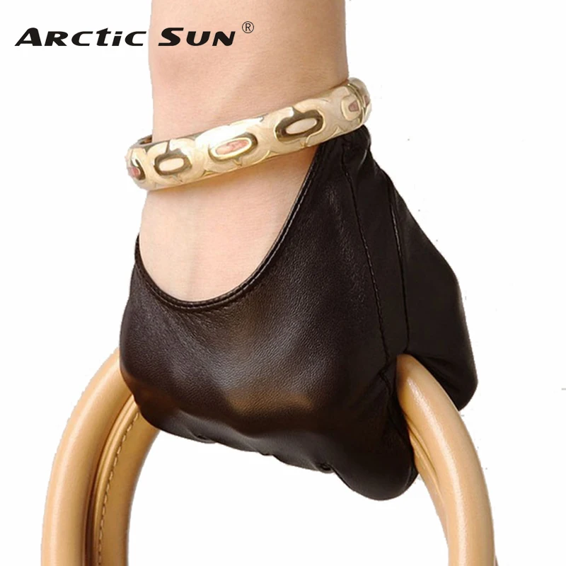 Hot Sale Women Genuine Leather Gloves Short Paragraph Fashion Half Palm Gloves Lambskin Leather Gloves Tide Performances L098N
