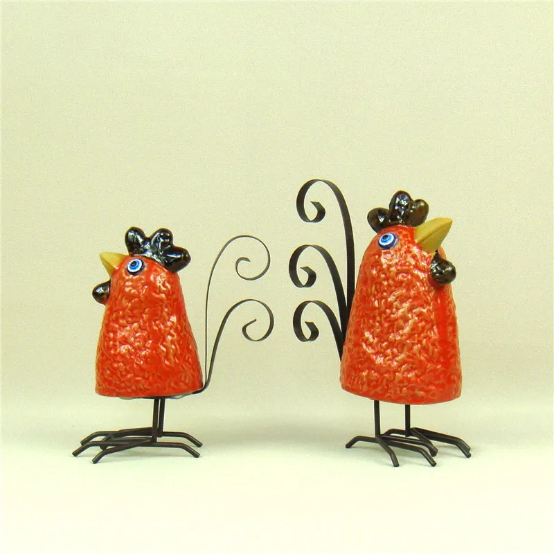 

Nordic Style Porcelain Chicken Miniature Abstract Iron Art Rooster Figurine Embellishment Decor Gift Craft Favors Accessories