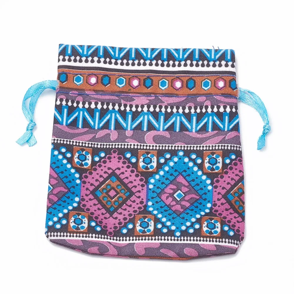 50pcs Rectangle Cobalt blue Ethnic style Printed Pouches Polyester