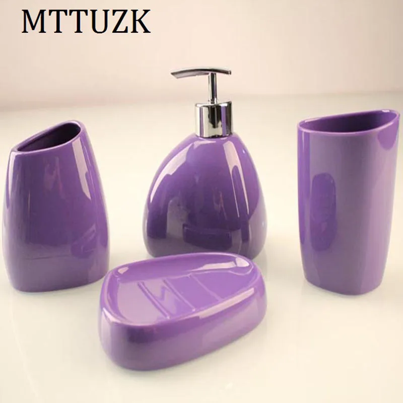 MTTUZK Fashion acrylic bathroom four sets Soap dispenser, mouthwash cup, toothbrush cup, soap box 4piece/set