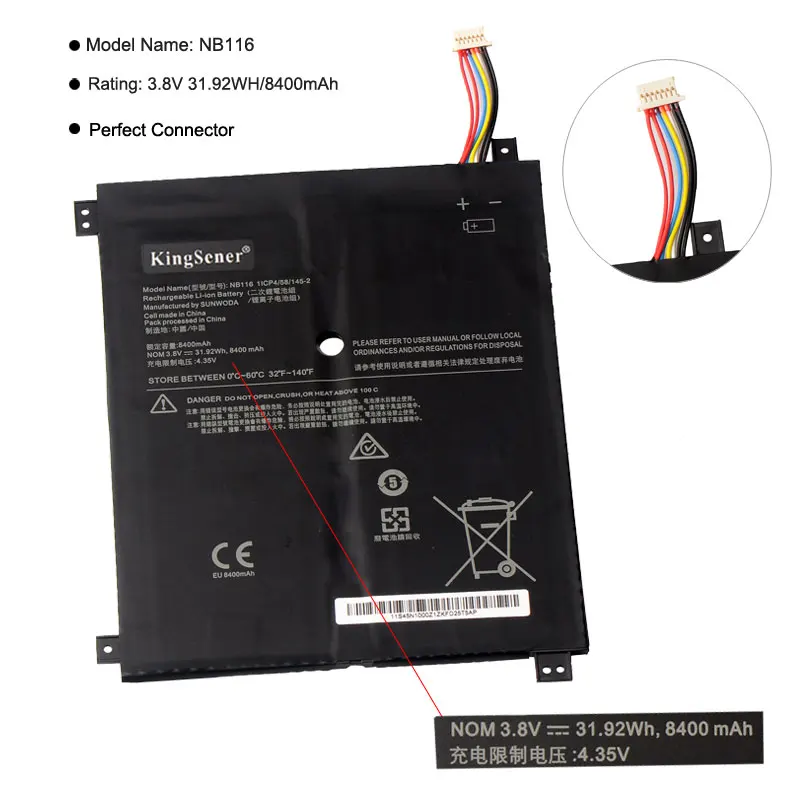 Kingsener NB116 ноутбук аккумулятор для Lenovo IdeaPad 100S 100S-11IBY 100S-80R2 NB116 5B10K37675 0813001 3,8 V 31.92WH 8400 ма-ч