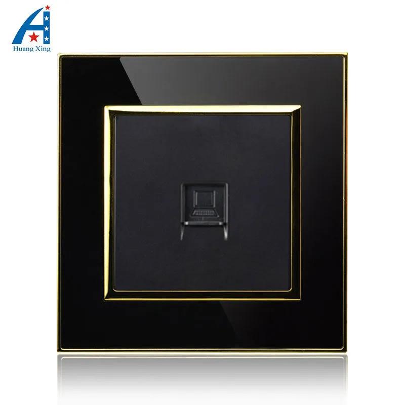 

New Computer wall socket, luxury black crystal acrylic panel , PC Single port Wall Outlet, Free shipping