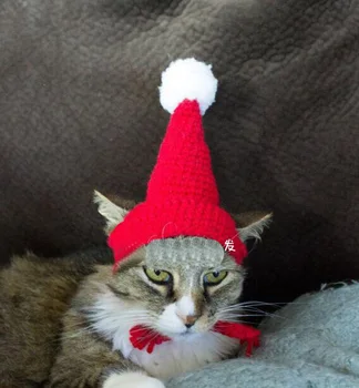 

Wholesale pet dog cat Christmas hat doggy fashion Santa Claus caps puppy winter warm knitted hats pet accessories 10pcs