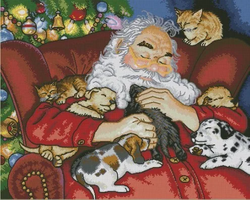 CS-1905 Cross Stitch Kit Santa's Nap Sleep Sleeping Asleep Santa Christmas Gift dim 08836