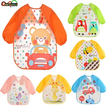 qianquhui Cute Baby Bibs Waterproof Long Sleeve Apron