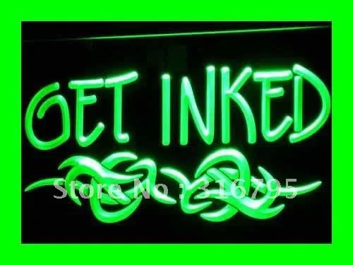 i316 GET INKED Tattoo Piercing Shop LED Neon Light Sign On/Off Switch 20+ Colors 5 Sizes | Дом и сад