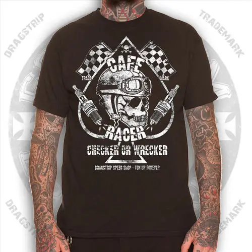 Одежда Checker Wrecker Кафе Racer Greaser Татуировка Байкер t'shirt