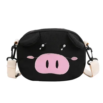 

Fashion Japan and Korean Style Women Personality Pig Small Canvas Square Bag Tassel Wild Shoulder Messenger Bag bolsa feminina